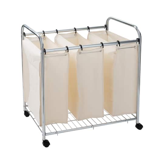Organize It All 3 Section Laundry Sorter Basket on Wheels
